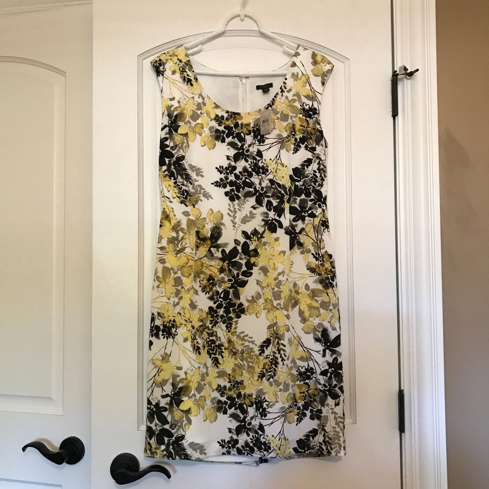 NWT Ann Taylor Floral Yellow Black Dress Size 6
